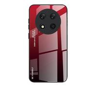 Dedux Funda para Honor Magic 7 Lite 5G (Magic7 Lite) / X9c, Carcasa Degradado de Color Vidrio Templado Anti-rasguños Funda, TPU de Silicona Suave Case Cover (Rojo/Negro)