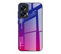 Dedux Funda para Motorola Edge 50 Fusion, Carcasa Degradado de Color Vidrio Templado Anti-rasguños Funda, TPU de Silicona Suave Case Cover (Azul/Rojo)