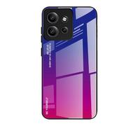 Dedux Funda para Motorola Edge 50 Neo, Carcasa Degradado de Color Vidrio Templado Anti-rasguños Funda, TPU de Silicona Suave Case Cover (Azul/Rojo)