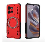 Dedux Funda para Motorola Edge 50 Pro, Carcasa Anillo Magnético, Armadura Militar Dura para PC y TPU Doble Capa Case. Rojo
