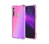 Dedux Funda para Motorola Moto G8 Plus, [Refuerzo de Cuatro Esquinas] Carcasa Gradiente Transparente TPU Suave Funda Case (Rosa/Violeta)