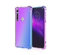 Dedux Funda para Motorola Moto G8 Plus, [Refuerzo de Cuatro Esquinas] Carcasa Gradiente Transparente TPU Suave Funda Case (Violeta/Azul)