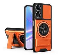 Dedux Funda para OnePlus 15R 5G, Carcasa con Ventana Deslizante y Soporte Anillo 360°, Funda Rígida de PC y Silicona TPU. Naranja