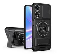 Dedux Funda para OnePlus 15R 5G, Carcasa con Ventana Deslizante y Soporte Anillo 360°, Funda Rígida de PC y Silicona TPU. Negro