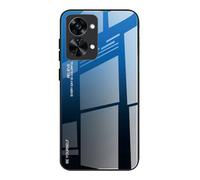 Dedux Funda para OnePlus Nord 2T, Carcasa Degradado de Color Vidrio Templado Anti-rasguños Funda, TPU de Silicona Suave Case Cover (Azul/Negro)