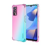Dedux Funda para OPPO A16 / A54s / A16s, [Refuerzo de Cuatro Esquinas] Carcasa Gradiente Transparente TPU Suave Funda Case (Rosa/Verde)