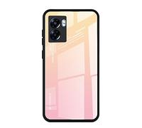 Dedux Funda para OPPO A77 5G, Carcasa Degradado de Color Vidrio Templado Anti-rasguños Funda, TPU de Silicona Suave Case Cover (Dolado/Rosa)