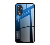 Dedux Funda para OPPO A78 5G / OPPO A58 5G, Carcasa Degradado de Color Vidrio Templado Anti-rasguños Funda, TPU de Silicona Suave Case Cover (Azul/Negro)