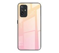 Dedux Funda para Oppo A94 5G / Oppo Reno5 Z 5G, Carcasa Degradado de Color Vidrio Templado Anti-rasguños Funda, TPU de Silicona Suave Case Cover (Dolado/Rosa)