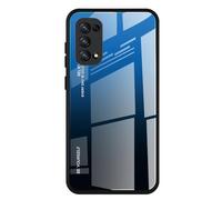 Dedux Funda para OPPO Find X3 Lite, Carcasa Degradado de Color Vidrio Templado Anti-rasguños Funda, TPU de Silicona Suave Case Cover (Azul/Negro)