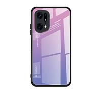 Dedux Funda para OPPO Find X5 Pro, Carcasa Degradado de Color Vidrio Templado Anti-rasguños Funda, TPU de Silicona Suave Case Cover (Violeta)