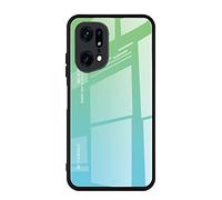 Dedux Funda para OPPO Find X5 Pro, Carcasa Degradado de Color Vidrio Templado Anti-rasguños Funda, TPU de Silicona Suave Case Cover (Verde)