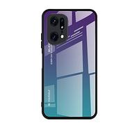 Dedux Funda para OPPO Find X5 Pro, Carcasa Degradado de Color Vidrio Templado Anti-rasguños Funda, TPU de Silicona Suave Case Cover (Violeta/Verde)