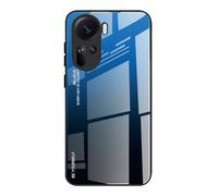Dedux Funda para OPPO Reno11 5G (Reno 11), Carcasa Degradado de Color Vidrio Templado Anti-rasguños Funda, TPU de Silicona Suave Case Cover (Azul/Negro)