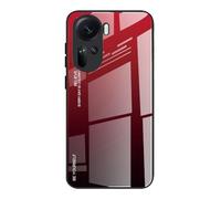 Dedux Funda para OPPO Reno11 5G (Reno 11), Carcasa Degradado de Color Vidrio Templado Anti-rasguños Funda, TPU de Silicona Suave Case Cover (Rojo/Negro)