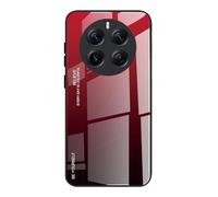 Dedux Funda para Realme 12 Pro Plus 5G / Realme 12 Pro+ 5G, Carcasa Degradado de Color Vidrio Templado Anti-rasguños Funda, TPU de Silicona Suave Case Cover (Rojo/Negro)