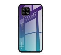 Dedux Funda para Samsung Galaxy A42 5G, Carcasa Degradado de Color Vidrio Templado Anti-rasguños Funda, TPU de Silicona Suave Case Cover (Violeta/Verde)