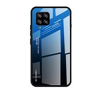 Dedux Funda para Samsung Galaxy A42 5G, Carcasa Degradado de Color Vidrio Templado Anti-rasguños Funda, TPU de Silicona Suave Case Cover (Azul/Negro)