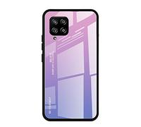 Dedux Funda para Samsung Galaxy A42 5G, Carcasa Degradado de Color Vidrio Templado Anti-rasguños Funda, TPU de Silicona Suave Case Cover (Violeta)