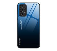 Dedux Funda para Samsung Galaxy A52 / A52 5G / A52s 5G, Carcasa Degradado de Color Vidrio Templado Anti-rasguños Funda, TPU de Silicona Suave Case Cover (Azul/Negro)