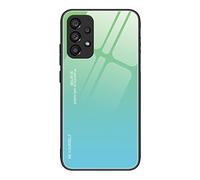 Dedux Funda para Samsung Galaxy A53 5G, Carcasa Degradado de Color Vidrio Templado Anti-rasguños Funda, TPU de Silicona Suave Case Cover (Verde)