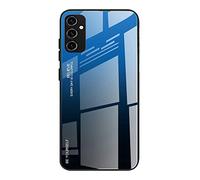 Dedux Funda para Samsung Galaxy A54 5G, Carcasa Degradado de Color Vidrio Templado Anti-rasguños Funda, TPU de Silicona Suave Case Cover (Azul/Negro)
