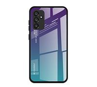 Dedux Funda para Samsung Galaxy A55 5G, Carcasa Degradado de Color Vidrio Templado Anti-rasguños Funda, TPU de Silicona Suave Case Cover (Violeta/Verde)
