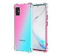 Dedux Funda para Samsung Galaxy A71, [Refuerzo de Cuatro Esquinas] Carcasa Gradiente Transparente TPU Suave Funda Case (Rosa/Verde)