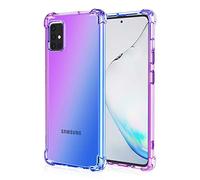 Dedux Funda para Samsung Galaxy A71, [Refuerzo de Cuatro Esquinas] Carcasa Gradiente Transparente TPU Suave Funda Case (Violeta/Azul)