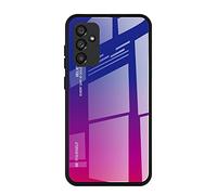 Dedux Funda para Samsung Galaxy M52 5G, Carcasa Degradado de Color Vidrio Templado Anti-rasguños Funda, TPU de Silicona Suave Case Cover (Azul/Rojo)