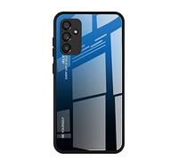 Dedux Funda para Samsung Galaxy M52 5G, Carcasa Degradado de Color Vidrio Templado Anti-rasguños Funda, TPU de Silicona Suave Case Cover (Azul/Negro)