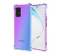 Dedux Funda para Samsung Galaxy S10 Lite, [Refuerzo de Cuatro Esquinas] Carcasa Gradiente Transparente TPU Suave Funda Case (Violeta/Azul)