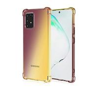 Dedux Funda para Samsung Galaxy S10 Lite, [Refuerzo de Cuatro Esquinas] Carcasa Gradiente Transparente TPU Suave Funda Case (Negro/Dolado)