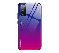 Dedux Funda para Samsung Galaxy S20 FE (Fan Edition), Carcasa Degradado de Color Vidrio Templado Anti-rasguños Funda, TPU de Silicona Suave Case Cover (Azul/Rojo)