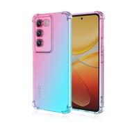 Dedux Funda para Vivo V40 SE 5G, [Refuerzo de Cuatro Esquinas] Carcasa Gradiente Transparente TPU Suave Funda Case (Rosa/Verde)