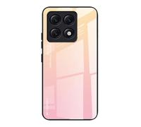 Dedux Funda para Xiaomi 14T, Carcasa Degradado de Color Vidrio Templado Anti-rasguños Funda, TPU de Silicona Suave Case Cover (Dolado/Rosa)