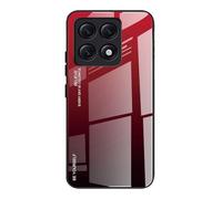 Dedux Funda para Xiaomi 14T, Carcasa Degradado de Color Vidrio Templado Anti-rasguños Funda, TPU de Silicona Suave Case Cover (Rojo/Negro)