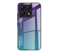 Dedux Funda para Xiaomi 14T Pro 5G, Carcasa Degradado de Color Vidrio Templado Anti-rasguños Funda, TPU de Silicona Suave Case Cover (Violeta/Verde)