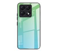 Dedux Funda para Xiaomi 14T Pro 5G, Carcasa Degradado de Color Vidrio Templado Anti-rasguños Funda, TPU de Silicona Suave Case Cover (Verde)