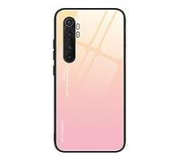 Dedux Funda para Xiaomi Mi Note 10 Lite, Carcasa Degradado de Color Vidrio Templado Anti-rasguños Funda, TPU de Silicona Suave Case Cover (Dolado/Rosa)
