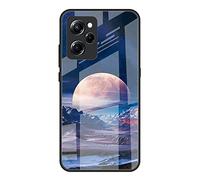 Dedux Funda para Xiaomi Poco X5 Pro 5G, Carcasa Cielo Estrellado Vidrio Templado Anti-rasguños Funda + PU de Silicona Suave Case Cover. Luz de la Luna