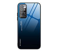 Dedux Funda para Xiaomi Redmi 10 2022, Carcasa Degradado de Color Vidrio Templado Anti-rasguños Funda, TPU de Silicona Suave Case Cover (Azul/Negro)