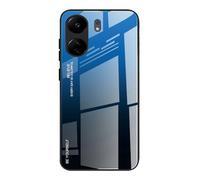 Dedux Funda para Xiaomi Redmi 13C, Carcasa Degradado de Color Vidrio Templado Anti-rasguños Funda, TPU de Silicona Suave Case Cover (Azul/Negro)