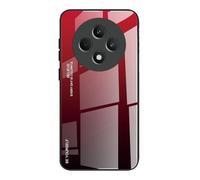 Dedux Funda para Xiaomi Redmi 14C, Carcasa Degradado de Color Vidrio Templado Anti-rasguños Funda, TPU de Silicona Suave Case Cover (Rojo/Negro)