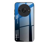Dedux Funda para Xiaomi Redmi A3, Carcasa Degradado de Color Vidrio Templado Anti-rasguños Funda, TPU de Silicona Suave Case Cover (Azul/Negro)