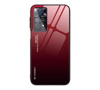 Dedux Funda para Xiaomi Redmi Note 11 Pro 5G / Redmi Note 11 Pro 6.67", Carcasa Degradado de Color Vidrio Templado Anti-rasguños Funda, TPU de Silicona Suave Case Cover (Rojo/Negro)