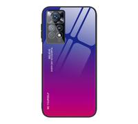 Dedux Funda para Xiaomi Redmi Note 11 Pro 5G / Redmi Note 11 Pro 6.67", Carcasa Degradado de Color Vidrio Templado Anti-rasguños Funda, TPU de Silicona Suave Case Cover (Azul/Rojo)