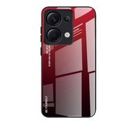 Dedux Funda para Xiaomi Redmi Note 13 Pro 4G, Carcasa Degradado de Color Vidrio Templado Anti-rasguños Funda, TPU de Silicona Suave Case Cover (Rojo/Negro)