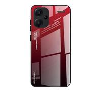 Dedux Funda para Xiaomi Redmi Note 13 Pro Plus 5G / Redmi Note 13 Pro+ 5G, Carcasa Degradado de Color Vidrio Templado Anti-rasguños Funda, TPU de Silicona Suave Case Cover (Rojo/Negro)