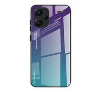Dedux Funda para Xiaomi Redmi Note 13 Pro Plus 5G / Redmi Note 13 Pro+ 5G, Carcasa Degradado de Color Vidrio Templado Anti-rasguños Funda, TPU de Silicona Suave Case Cover (Violeta/Verde)